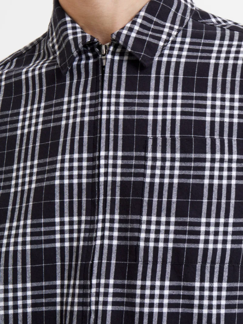 FRENCH CONNECTION Men's Shirts<Zip Through Relaxed Pendine Check Shirt BlackOnyxMulti