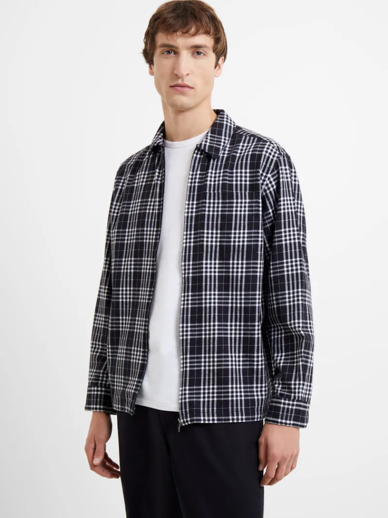 FRENCH CONNECTION Men's Shirts<Zip Through Relaxed Pendine Check Shirt BlackOnyxMulti