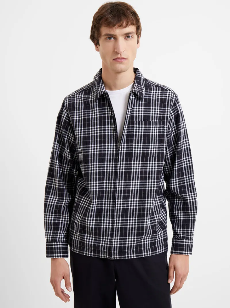 FRENCH CONNECTION Men's Shirts<Zip Through Relaxed Pendine Check Shirt BlackOnyxMulti